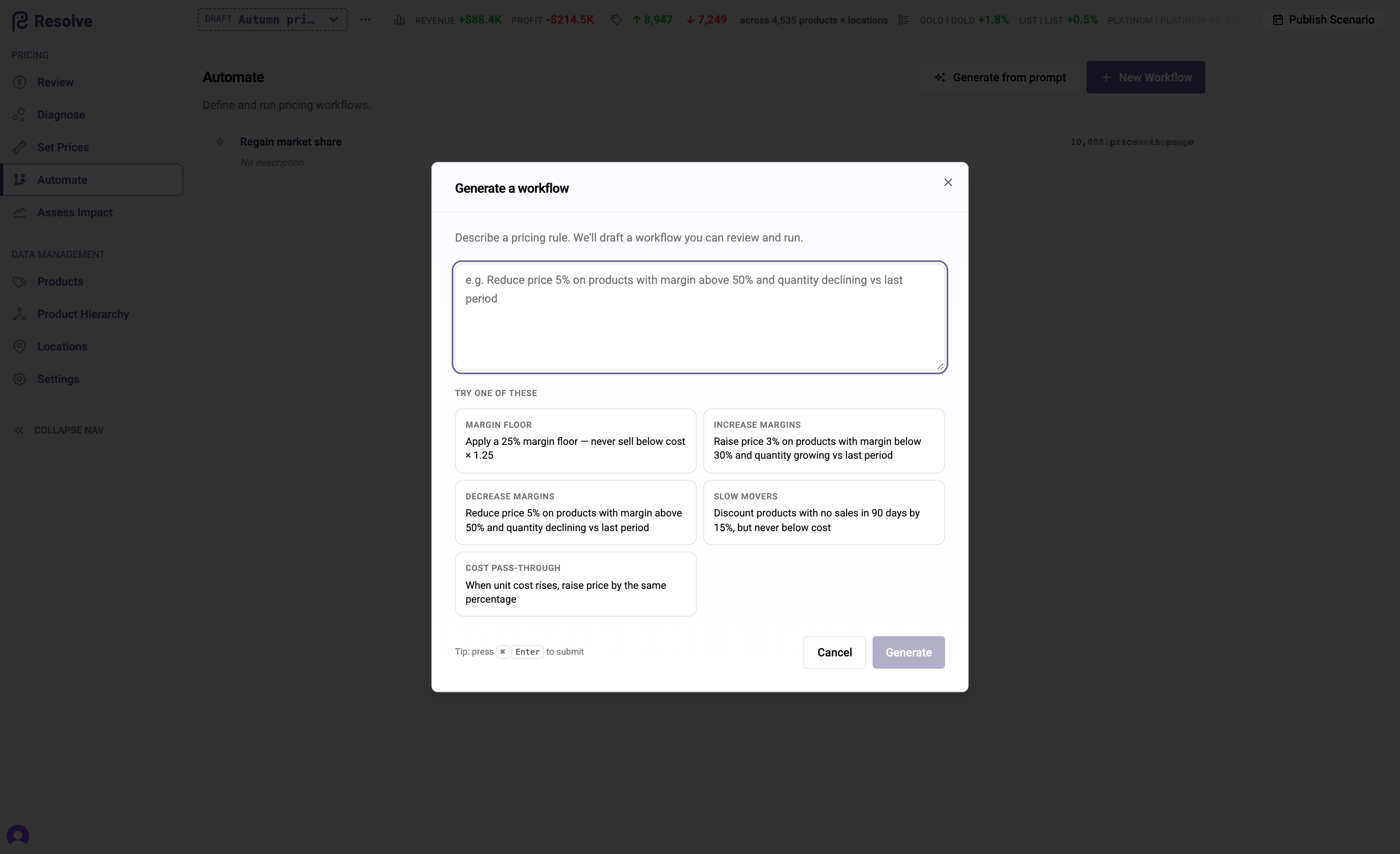 Generate a workflow